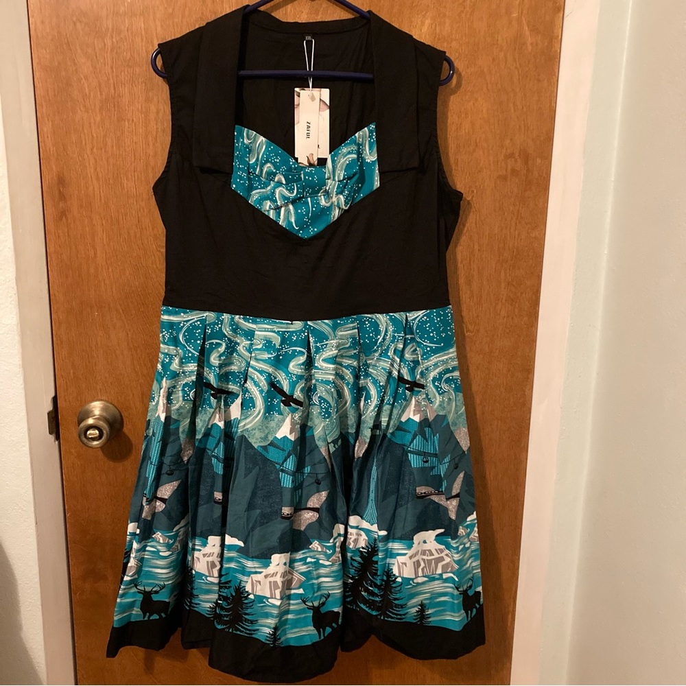 Zaful rockabilly Alaska northern lights NWT Retro Pin Up Lindy Bop style